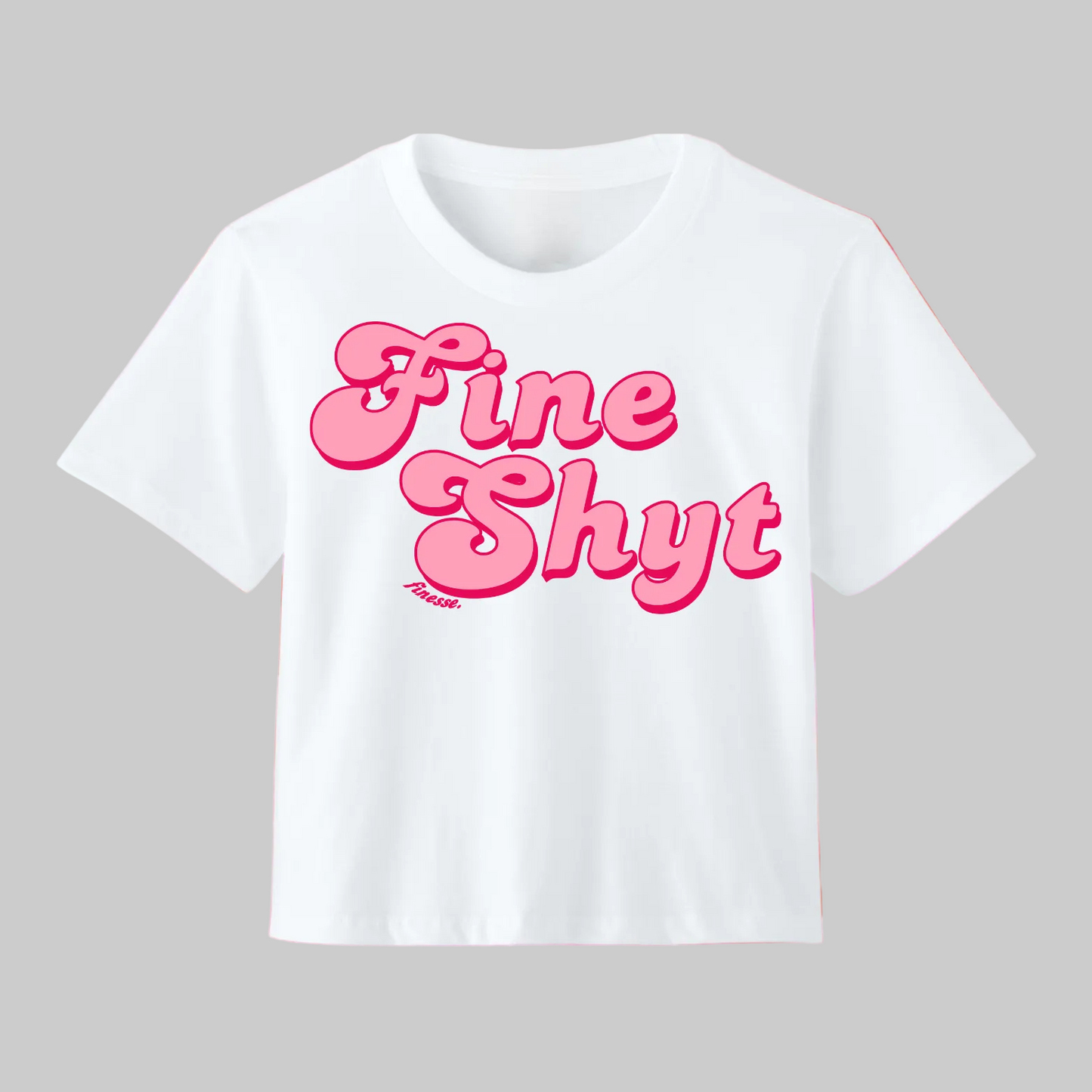 Fine Shyt White / Soft Pink Crop Tee